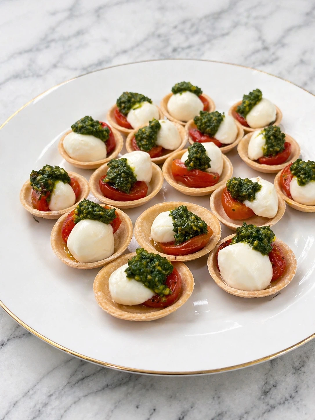 Caprese canapes prepared for an event