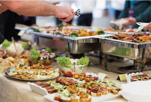 Corporate buffet with a wide selection of dishes