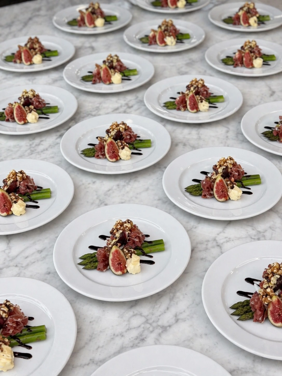 Individual event plates arranged for service