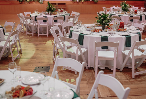 Dining room prepared by the Ruffles hospitality team