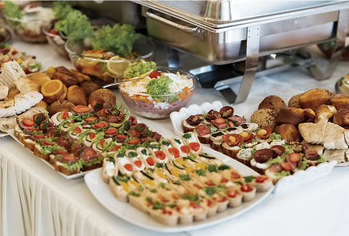 Large buffet prepared for event guests