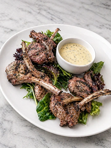 Lamb chops with herb sauce