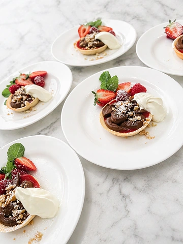 Dessert plates ready for service