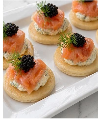 Salmon and caviar canapes