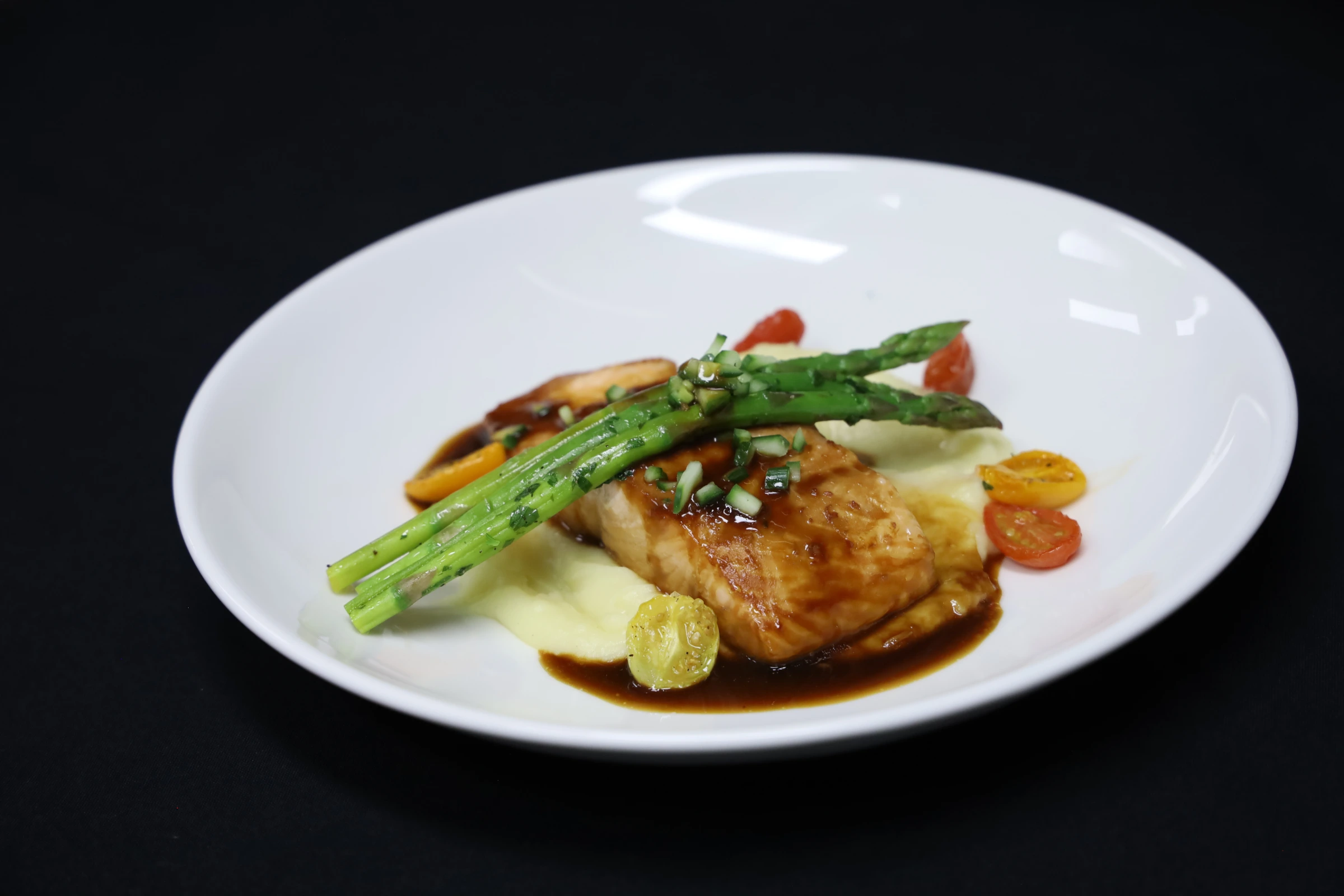 Refined plated dinner for a boardroom meeting